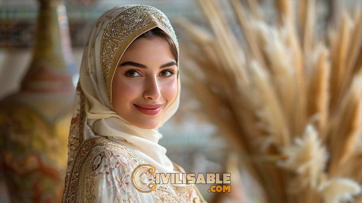 Real photo of a beautiful Syrian girl wearing a Stunning Traditional Syrian Wedding Dress 13.10.2024