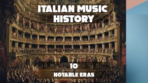 A glimpse into Italy’s rich music history, showcasing iconic symbols and moments that shaped the country's musical heritage.