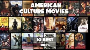 A dynamic collage featuring iconic American movies, legendary Hollywood stars, and famous film scenes.