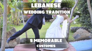 A joyful Lebanese wedding procession with vibrant colors, music, and traditional dances.
