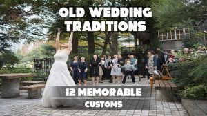 "Vintage depiction of a traditional wedding ceremony with historic customs and attire."