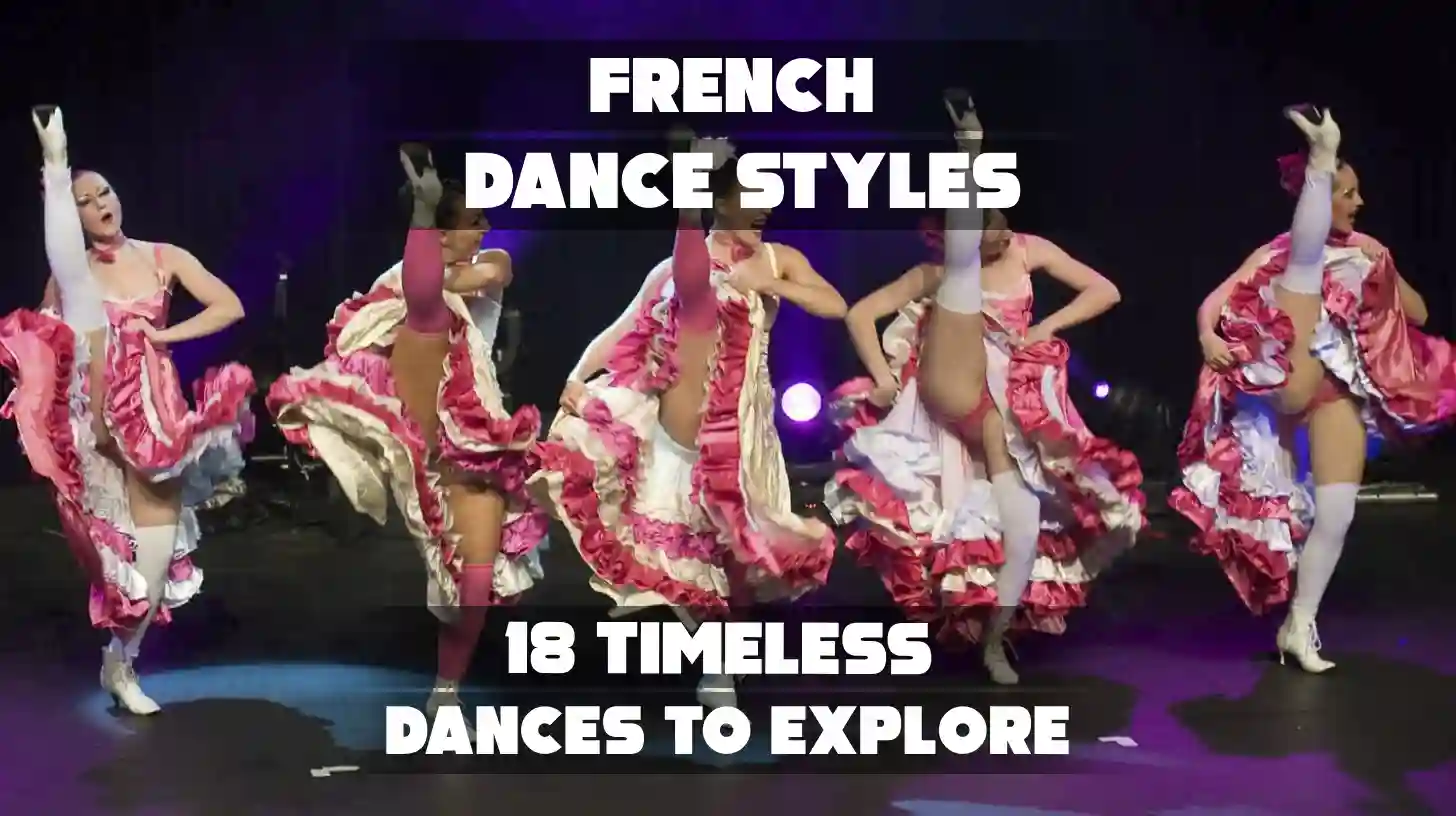 Collage of various French dance styles, from elegant court dances to energetic folk and modern street performances.