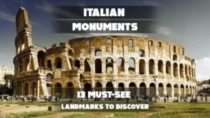 Collage of famous Italian landmarks including the Colosseum, Leaning Tower of Pisa, Florence Cathedral, and St. Peter’s Basilica under natural daylight.