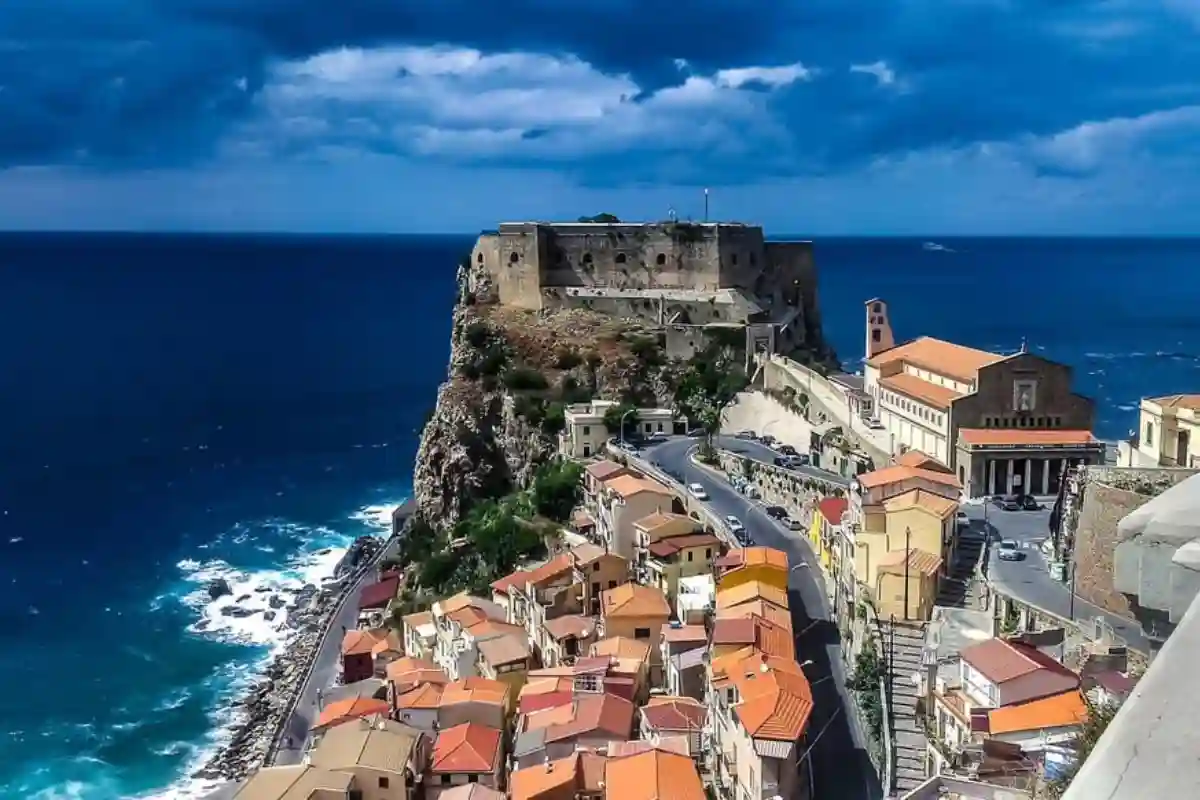 A view of Tropea, Calabria, featuring its architecture and buildings. A view of Tropea, Calabria, featuring its architecture and buildings.
