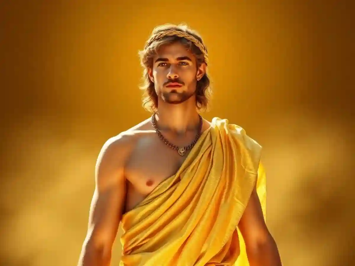 Apollo, the Greek God of the Sun, Music, and Prophecy, adorned in a laurel wreath and tunic, holding a lyre, embodying beauty, harmony, and divine inspiration in Greek mythology. Apollo, the Greek God of the Sun, Music, and Prophecy, adorned in a laurel wreath and tunic, holding a lyre, embodying beauty, harmony, and divine inspiration in Greek mythology.