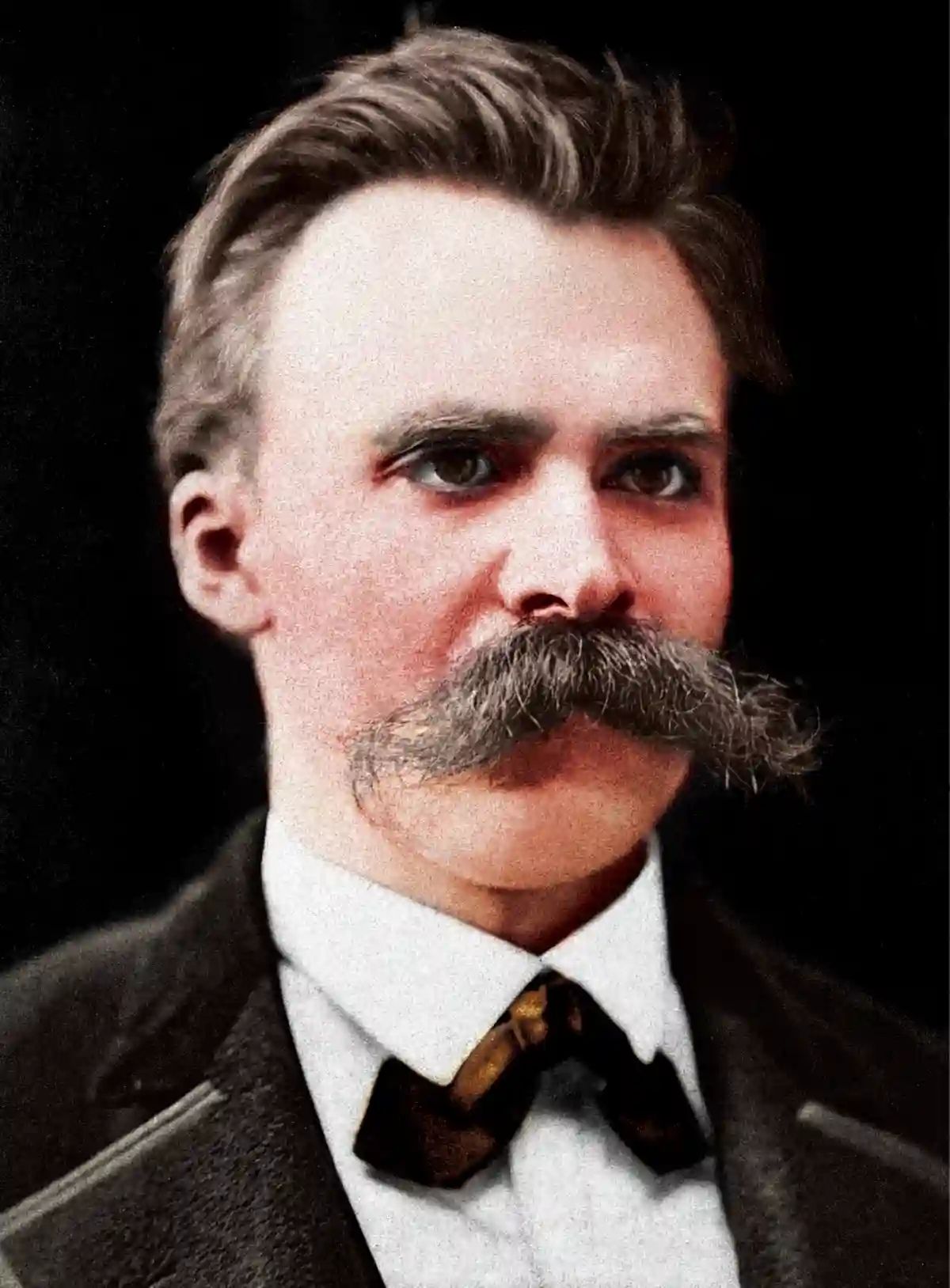 Portrait of Friedrich Nietzsche, a German philosopher known for his radical ideas on morality, culture, and the will to power.