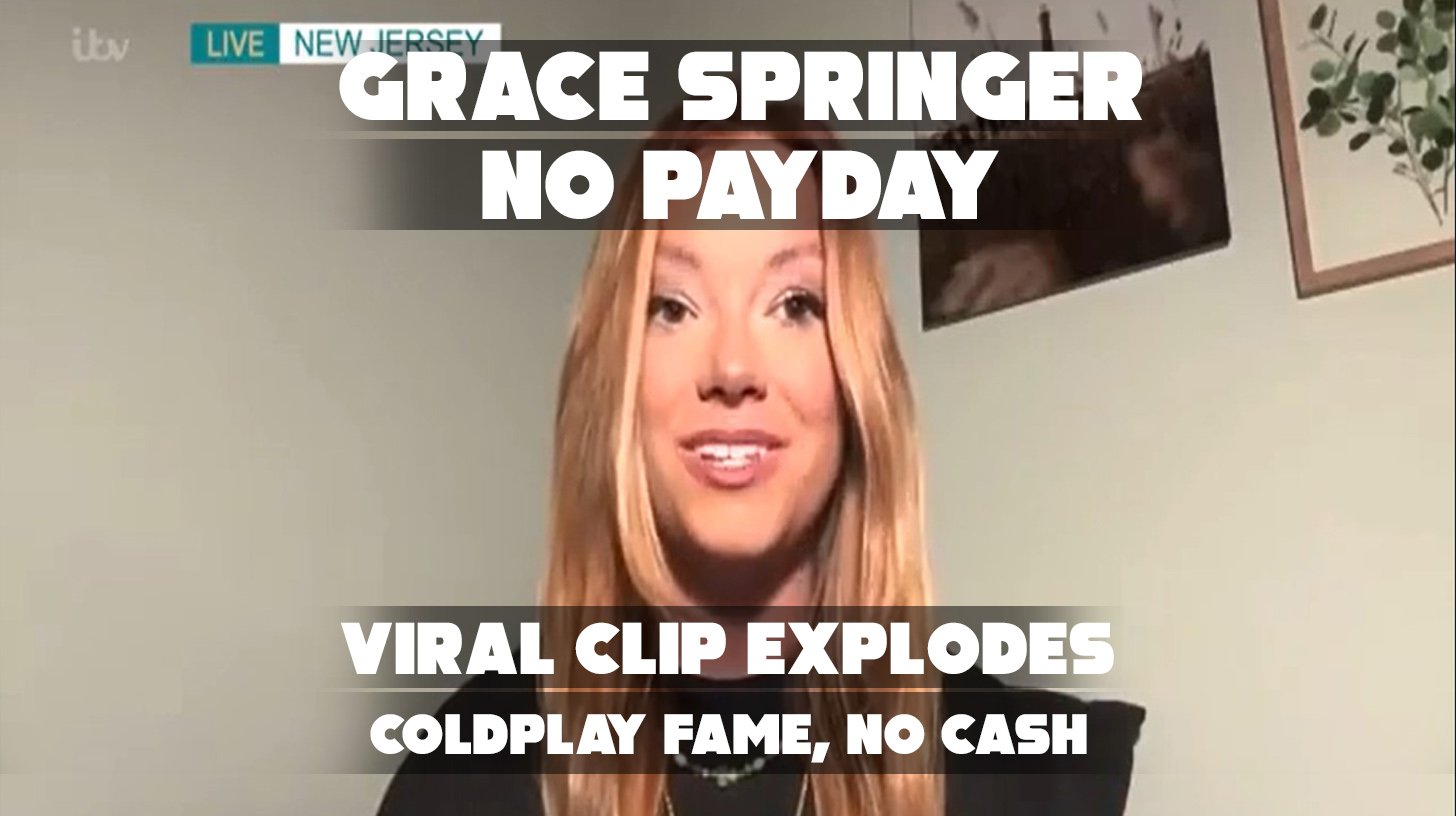Grace Springer filming viral Coldplay concert moment on her phone.