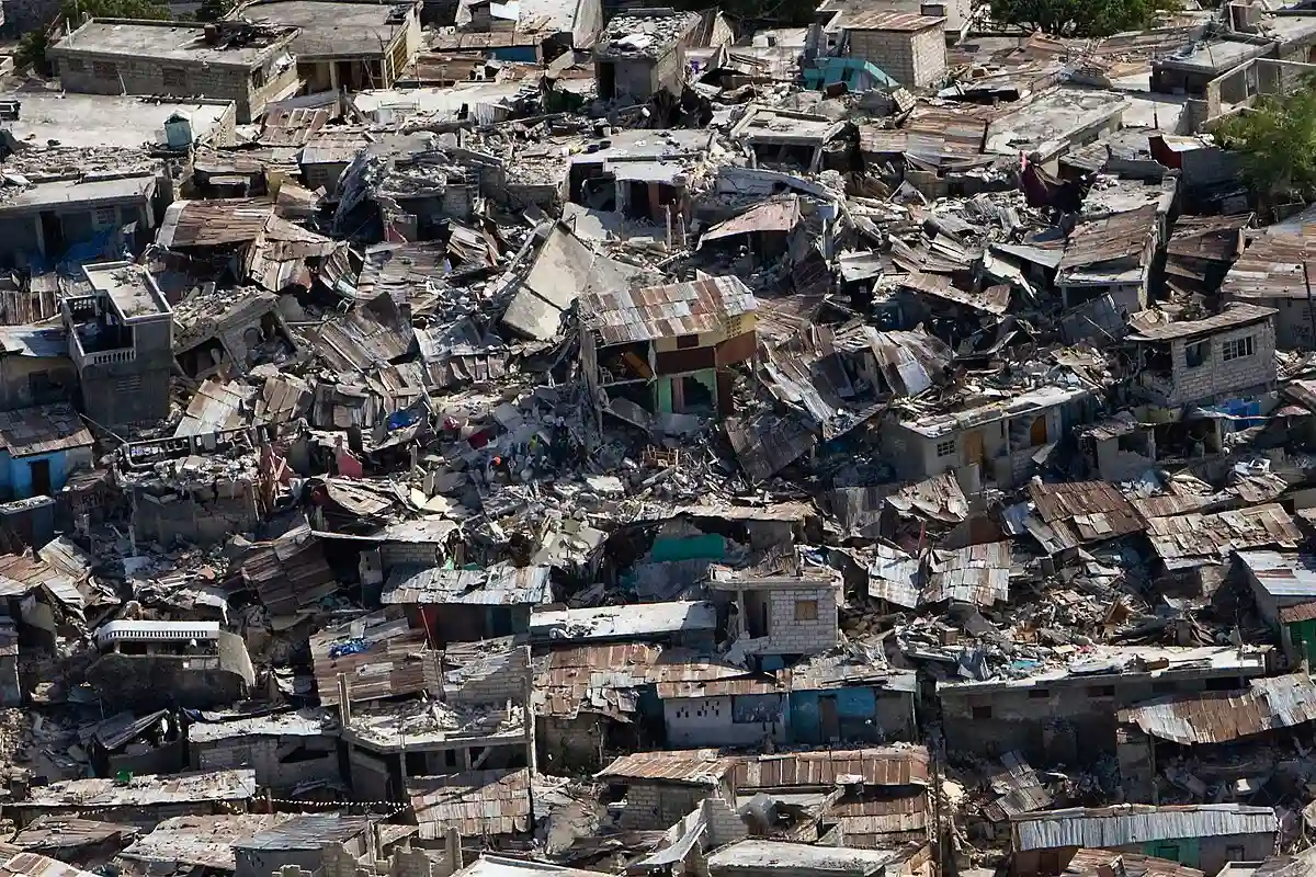 A poor neighbourhood shows the damage after an earthquake measuring 7 plus on the Richter scale rocked Port-au-Prince, Haiti just before 5 pm yesterday, 12, 2010. A poor neighbourhood shows the damage after an earthquake measuring 7 plus on the Richter scale rocked Port-au-Prince, Haiti just before 5 pm yesterday, 12, 2010.
