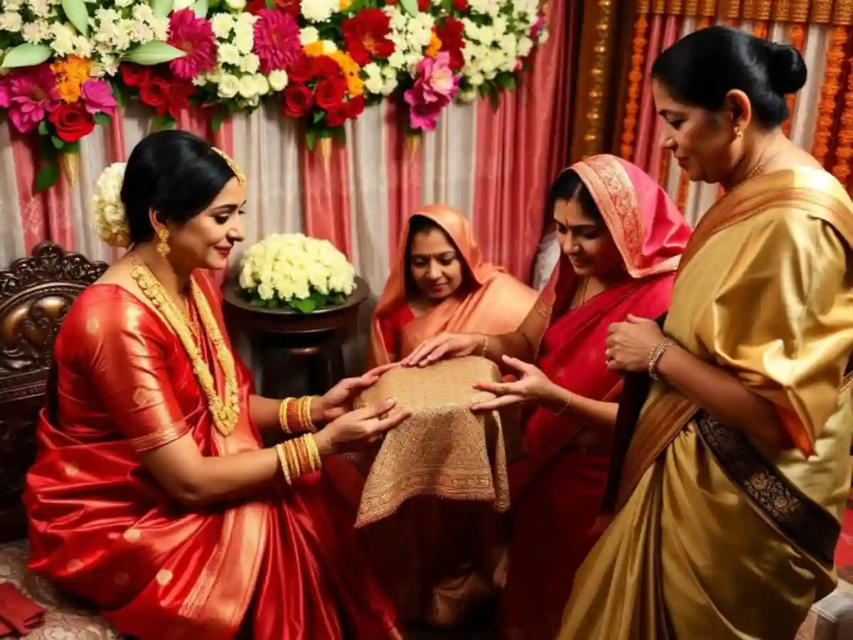 The Mayer Bagan ritual during a Bengali wedding, where the bride's mother offers blessings and prayers for her daughter’s new life. The Mayer Bagan ritual during a Bengali wedding, where the bride's mother offers blessings and prayers for her daughter’s new life.