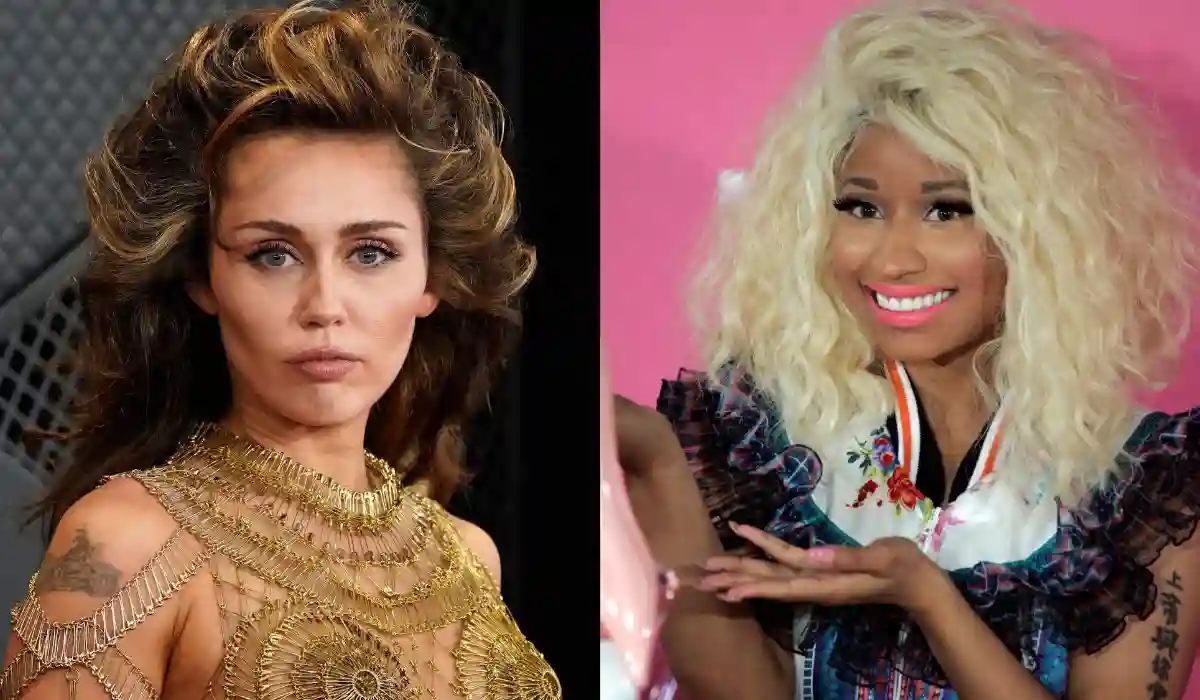 Images of two artists Miley Cyrus vs. Nicki Minaj Images of two artists Miley Cyrus vs. Nicki Minaj