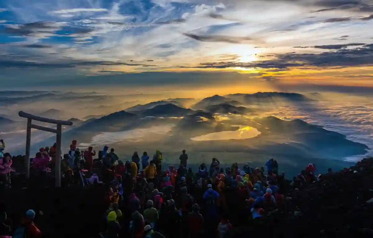 People on top of the mount fuji People on top of the mount fuji
