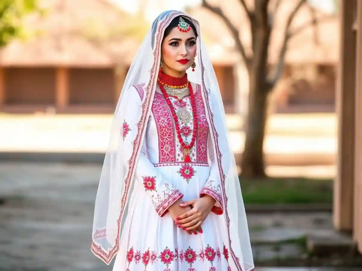 Peshawar and Pashtun tribal wedding dress, adorned with intricate beadwork, vibrant colors, and traditional patterns, representing Pashtun heritage. Peshawar and Pashtun tribal wedding dress, adorned with intricate beadwork, vibrant colors, and traditional patterns, representing Pashtun heritage.