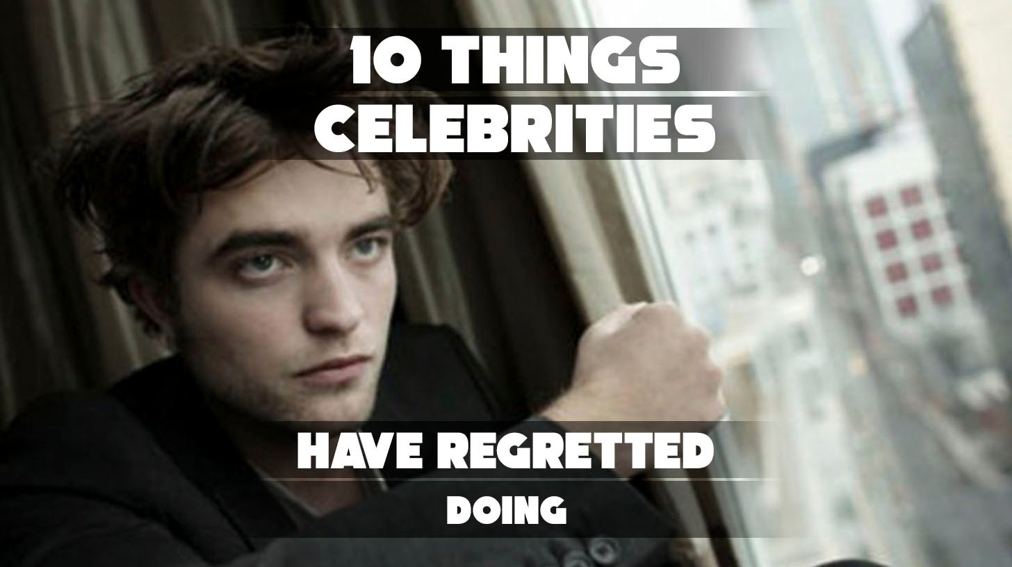 Collage of celebrities reflecting on their biggest regrets.