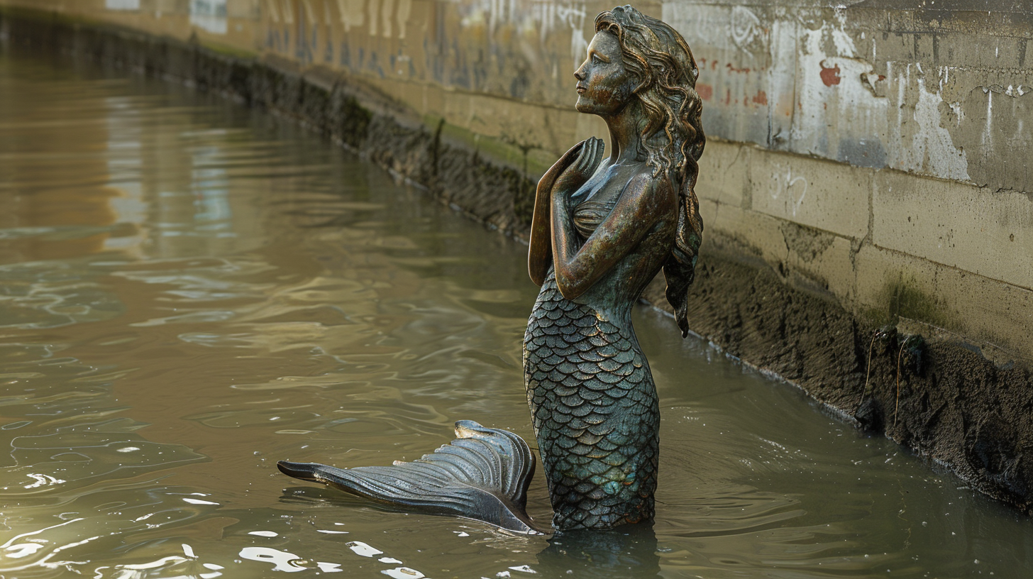 artandall A bronze mermaid statue standing upright in a calm ca 0f8e8abc 2519 4b30 be8d 628ab3692f76 1