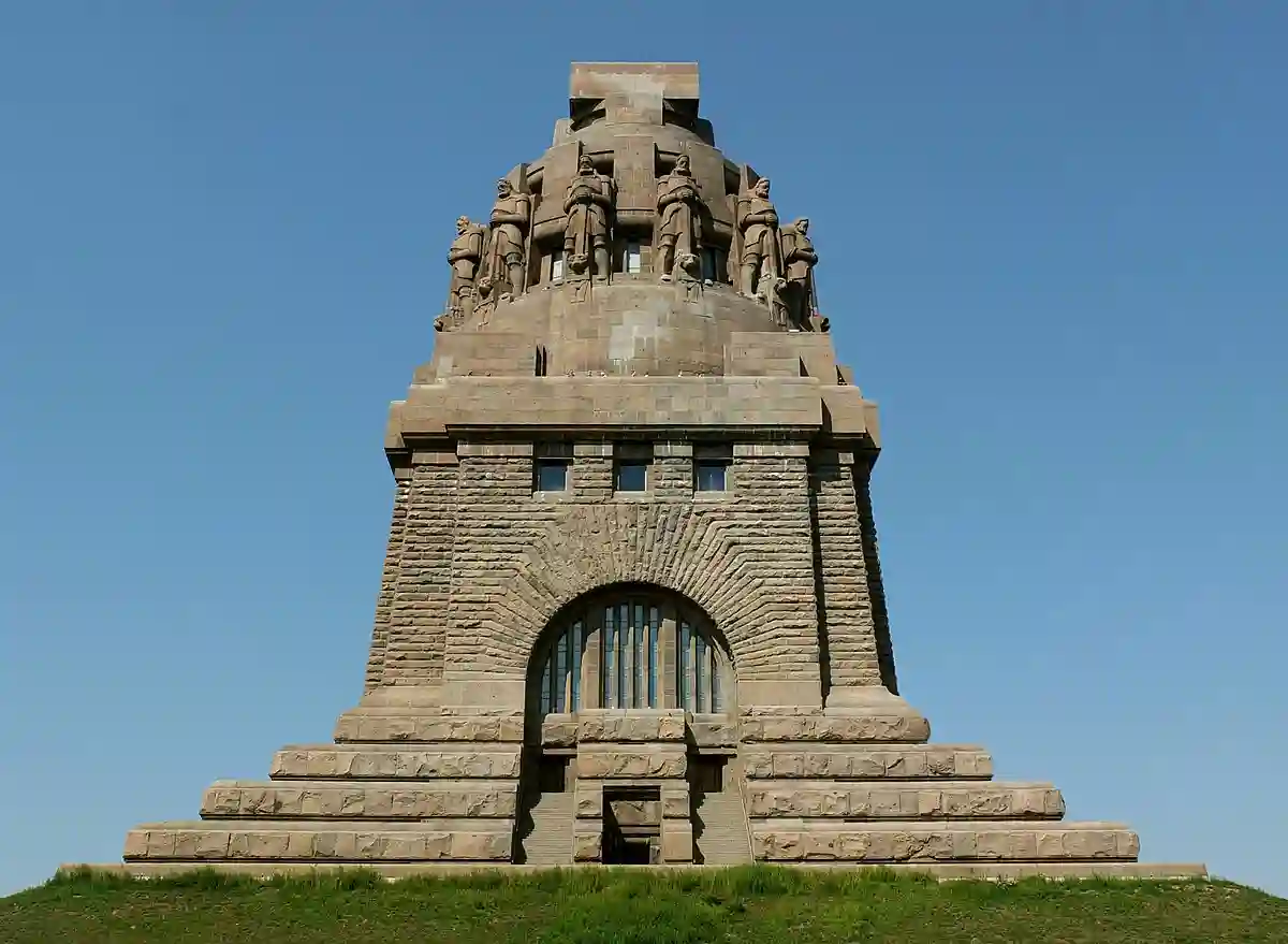 The Völkerschlachtdenkmal, one of the famous statues in Germany, towering over Leipzig with its massive stone structure commemorating the Battle of Nations. The Völkerschlachtdenkmal, one of the famous statues in Germany, towering over Leipzig with its massive stone structure commemorating the Battle of Nations.