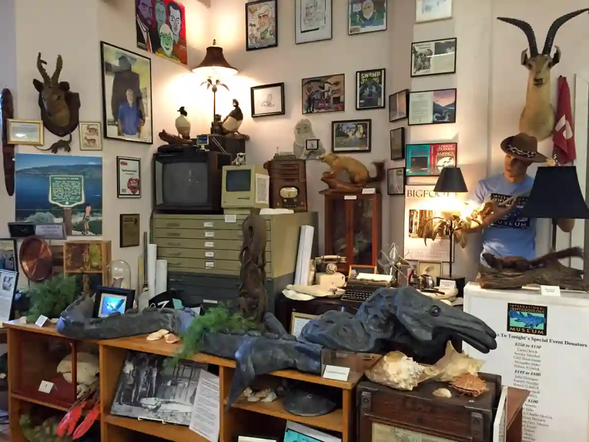 Exhibits at the International Cryptozoology Museum, showcasing models and artifacts of legendary creatures like Bigfoot and the Loch Ness Monster. Exhibits at the International Cryptozoology Museum, showcasing models and artifacts of legendary creatures like Bigfoot and the Loch Ness Monster.