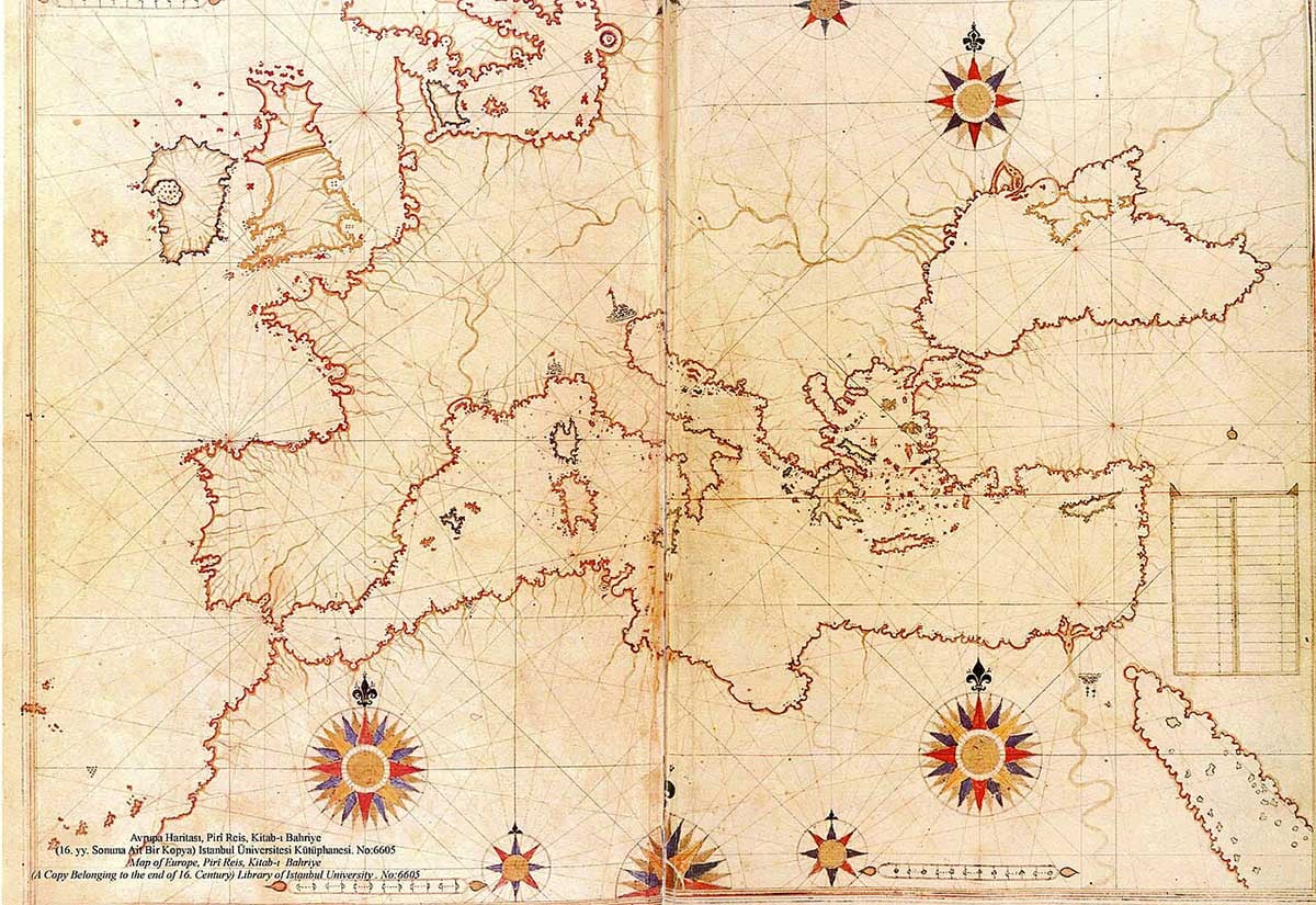 Piri Reis map of Europe 13.08.2025