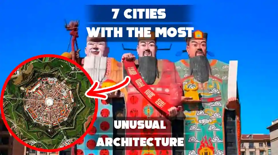 "Feature image for '7 Cities with the Most Unusual Architecture' article."