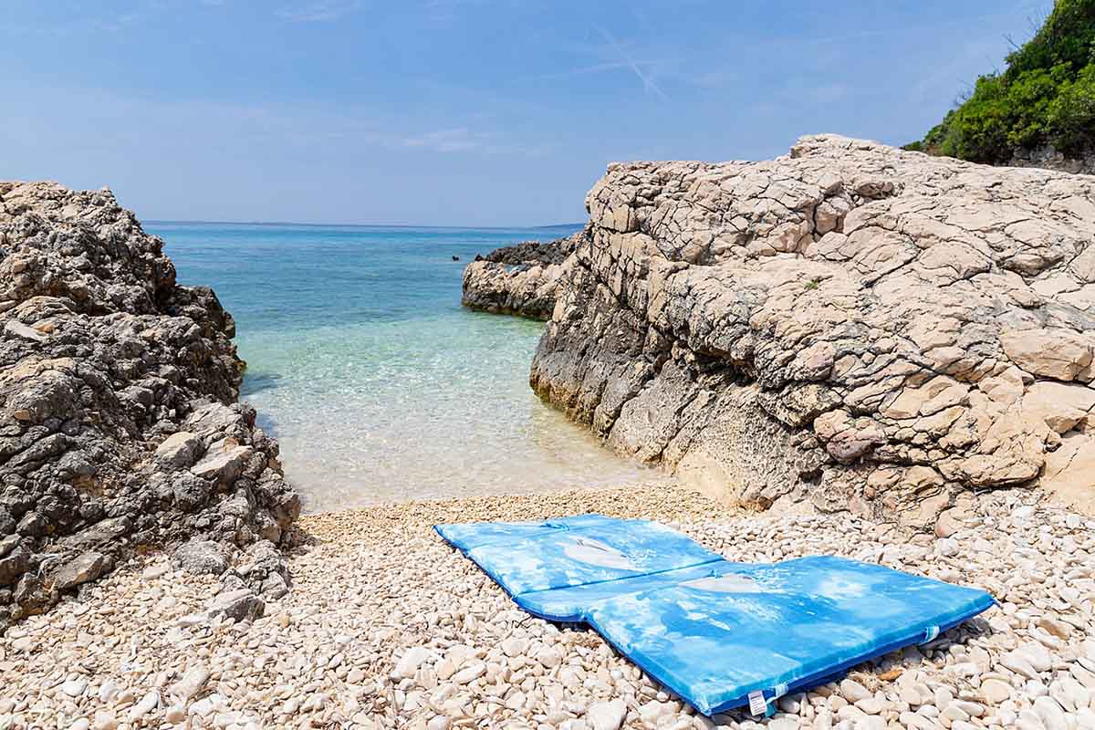 Beach mat on Silba island Croatia 4.02.2026