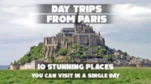The image displays a promotional title for travel ideas, focusing on quick excursions departing from the capital city of France.